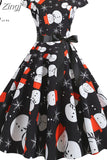Christmas Women Summer Short Sleeve Elegant Vintage Xmas Party Dresses Robe Femme Casual Vestidos with