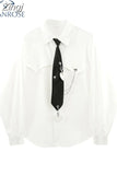 Design Shirt For Women Vintage Elegant Long Sleeve Loose Office Ladies Female Ins Street BF Style Unisex Blouses Chic
