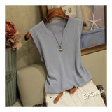 The Summer Of 2025, Women Wear A Vest Wearing A T-Shirt With A Tight-Fitting Knitted Top Loose Large-Size