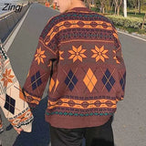 Women Christmas Warm Knitted Long Sleeve Autumn New Pullovers Couple Chic Patchwork O-Neck College Japanese Style