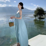 Zingj Romantic Tassel Sling Skirt Loose Day Silk Wrinkle In The Long Dress Female
