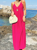 Women's Solid Color Slings Loose Holiday Dress Bare Sleeveless Women
