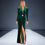 Autumn Women's Sexy Deep V-Neck Velvet Dress Dress French High-End Temperament Dress Dress