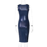 Blue Sequin Bodycon Sleeveless Square Neck Mini Dress- Outfit