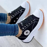 Casual Single-Shoe Women 2025 Spring And Autumn New Round Head Tie With Thick Bottom Low Help Canvas Single