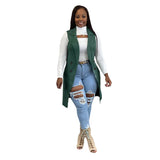Zingj New Women's Casual Solid Color Cardigan Sleeveless Knitted