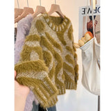Waterproof Velvet Round Collar Knitted Sweater For Autumn And Winter