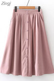 High Waist Vintage Midi Skirts Women Autumn Winter Thick Casual Elegant A-Line Office Ladies