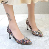 crystal metal snow rivets single shoes red/black women wedding shoes pointed toe thin high heels slip on pumps