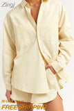 Women 3 Piece Matching Suits Striped Solid Sling Bra Tops+Long Sleeve Lapel Shirt+Elastic Waist Shorts Vintage