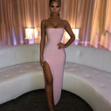 Summer Women's Dress Sexy Suspension Dress Lender Backed Bag Twice Dress Elegant