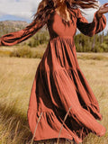 for Women 2025 Spring Summer New Rayon Print Dress Long Sleeve Slim Fit Big Swing Long Dress Oversized Bridesmaid Dress 211-0-Outfit