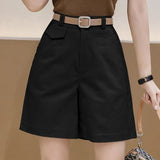 High Waist Elastic Cotton Linen Five Split Pants Show Thin New Wide Leg Casual Middle Pants Hot Pants Shorts