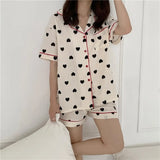 Sets Women Geometric Design Temper Baggy Short Sleeve Cozy Summer Casual Homewear Chic New Simple Fashion Classic Ulzzang 211-0-Outfit