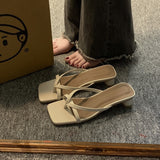 Evening Wind Slippers Wearing Women's Shoes In The Spring And Summer Of 2025 New Thick Heel Square Head Clamp White Cool