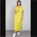 New Middle-Year Mother Fashion Casual Women's Dress Stitched Zippered Hat Dress
