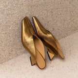 Slope And Bag Head Half Slippers Women Wear 2025 New Gold Silver French V Mouth High-Heeled Muller