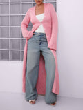 Long Hollow Knitted Coat Women Slim Thin Casual Fashion Party Out Of The Street