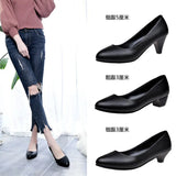 New White-Collar Low-Heeled Work Shoes Fashion Leather Coarse OL Single Shoes Vietnamese Side Trade Dress Women's