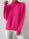 And Winter Half-High Collar Cover Long-Sleeved Sweater Women's Fashion Solid Color Loose Knitting