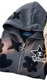 New Star Pattern Print Full Face Zippered Zip-Tunic Harajuku Zipper To Top Hoodie