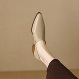 Zingj Heel Single Shoes Female 2024 New Pointed Deep Mouth French Small Fragrant Wind Thick With Temperament Pure Color Small Leather Shoes Female-Outfit