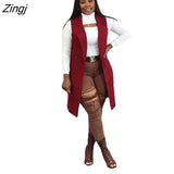 Classic Women Long Blazer Vest Elegant Office Lady Coat Female Waistcoat Causal Suits Sleeveless Jacket