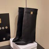 Fashion But Knee-High Boots Children 2025 Autumn New Sharp-Headed Lock Trouser