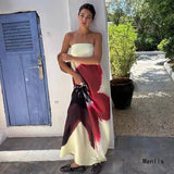 Holiday Wind And Show-Back Special Print Bra Long Skirts Open-Shoulder Casual