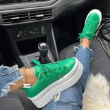Single Shoe Thick Soles With Small White Shoes Women's Loose Cream Soles Sports Style Pure Color Board Shoes