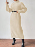 Women's Sweater Skirt Fashion Jacket High-Necked Long-Sleeved Knitted Skirt Solid-Colored Inside