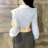 Zingj Spring New Women's Fashion Sexy Crop Sweet And Fresh Polo Collar Long Sleeve