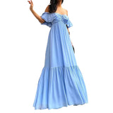 Spot 2025 Summer New Female Temperament Solid Color One-Word Shoulder Wipe Chest In The Long
