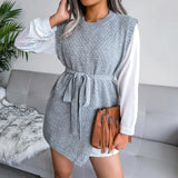 Wind Shooting Autumn And Winter Casual Strapped Vest Sweater Dress Knitted Dress Women's