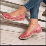 Summer Large-Size Casual Sandals Women's Shoes Slope Heel Hollow Pure Color Single Shoes Fashion