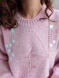 Retro Glide Hollow Soft-Gutter Sweater Knitted Women's Autumn And Winter Heavy Industry Design Niche Lazy Loose