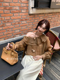 Xixi 2025 Autumn White Standard Dingy Temperament Under-Bottom Long-Sleeved Lotus Leaf Shirt Shirt Small Shirt Lady