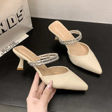 Sandals Women Wear Two Slippers Summer Outside Wearing Pointed Thin Heel Water Drill After The Empty Single Shoes Women 2025
