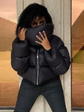 Coat Women Winter Casual Jacket Female Fashion Zipper Scarf Collar Short Puffer Jacket Ladies Green Parka