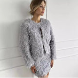 2025 New Lyso Coat Set Women Hot Elegant Short Top + Skirt New