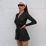 Zingj Spring And Autumn New Women's Sportswear Zipper Plastic Waist Wide Leg One-Joined Shorts
