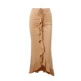 Zingj Wish New Fashion French Temperament Low Waist Pressure Pleated Flounce Skirt