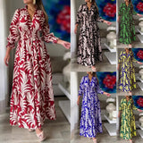 Zingj New Autumn And Winter Dress With Waist Cover Bohemian Print Long Sleeve High Line Dress-Outfit