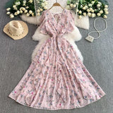 Crumlore Spun Dress Summer New Waists Thin Temperament Orange Trussed French Retro Punut Fairy