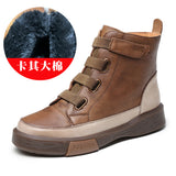 Leather Boots Children Winter New Soft Base Of High-Top Women's Shoes Magic Stick Martin Boots Women Retro