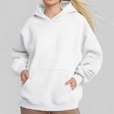 Women's Coat Women's New Fashion Pure Color Loose Casual Temperament Long-Sleeved Hooded Spring Sweater Women