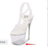 Zingj Model Walk Show Female Shoes Hate Sky High 17Cm Cm Ultra High Heel Transparent Crystal