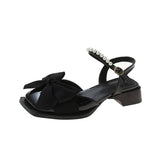 Sandals Women's 2025 New Summer Butter Pearl Low Heel Small Heel Shoes Slope Women's Single