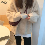 Women Vintage Purple Harajuku Simple Ulzzang Trendy Ladies Knitwear Long Sleeve Winter Fall Basic Femme Sweater