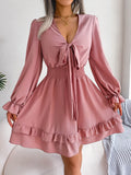 Shooting 2025 Spring And Summer Leisure Lace To The Waist Wood Ear Big Swing Dress Women's